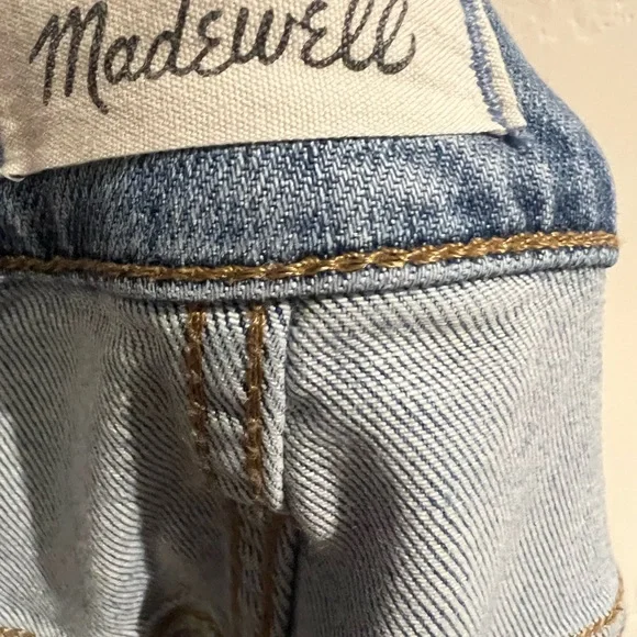 Madewell the perfect vintage straight leg light wash cropped 31 raw hem - Picture 12 of 13